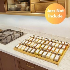 4 Tier Expandable Bamboo Spice Drawer Insert Organizer Storage Rack 12 to 23 In