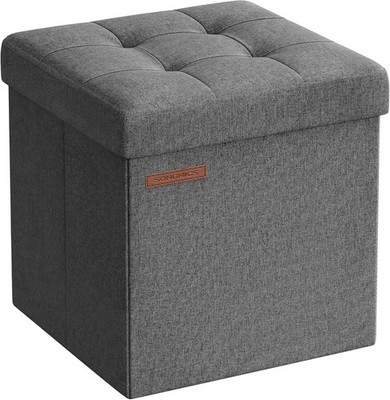 Foldable Storage Stool Ottoman Seat Cube Footrest with Lid 30x30cm Dark Grey