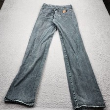 Vintage Wrangler Jeans Mens 28x34 Gray Cowboy Cut Denim Western Rodeo USA Made