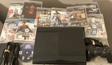 Sony PlayStation 3 Console 250GB PS3 Slim + Controller + 10 Games + Cords Tested