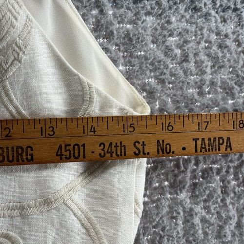 Alexis Embroidered Ivory 100% Linen Mini Dress W/Raffia Trim Sz S $650 Org Beach - Picture 12 of 13