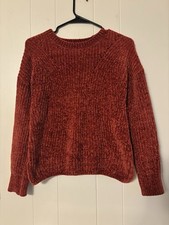 Pink Rose sweater Women  s Small - red plush soft and cozy