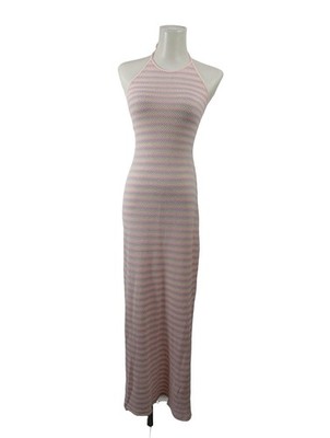 DOUBLE ZERO Sommerkleid Damen Kleid Gr. DE 40 pink-creme-grün Casual-Look