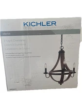 NIB Kichler Merlot 3-Light Distressed Black And Aged Faux -wood Finish
