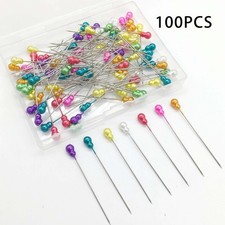 100Pcs Colorful Pearl Head Straight Pins Sewing Pins for Fabric, for Dressmaking