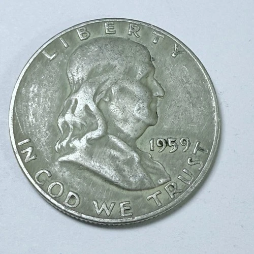 1959 D Franklin Half Dollar Fine 90% Silver Very Fine Condition #4494