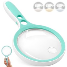Large Magnifying Glass with Light,10X 25X 45X 60X Handheld Illuminated Green