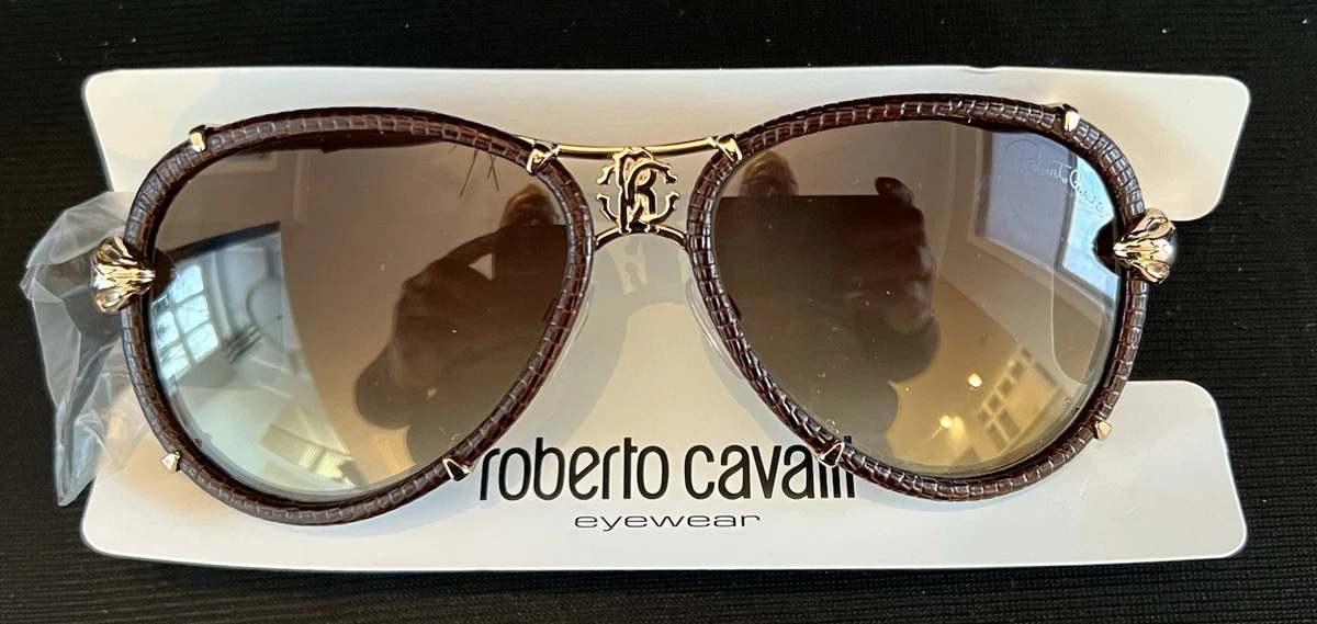Roberto Cavalli SRC090M 300K Sunglasses Gold Aviator Frame, Pink Lenses Roberto Cavalli Gold Aviator Sunglasses for Women for sale  main image 2