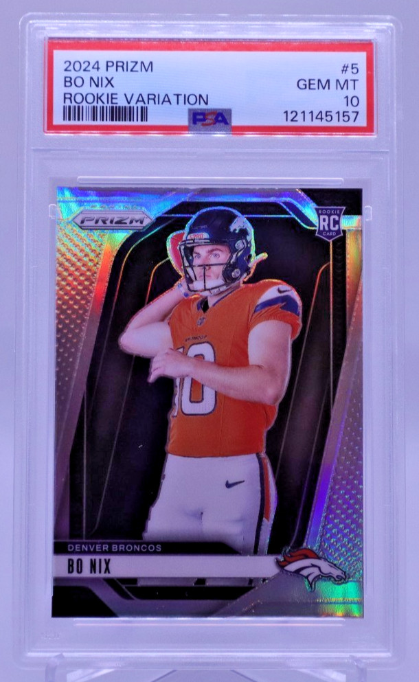 2024 Silver Prizm Rookie Variation #5 Bo Nix Broncos PSA 10 - S035