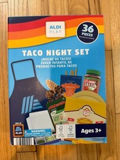 Aldi TACO NIGHT SET 36pc Grocery Dinner Food Kids Toy Pretend Play Set NEW
