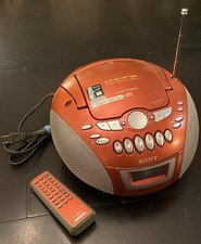 Sony CFD-E75 Boombox portatile CD/Radio/Cassetta con cavo AC e telecomando funziona