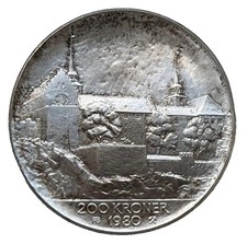 200 Kroner 1980 Norwegen 35 Jahrestag . Befreiung .27,g  Silber  M&uuml;nze VZ / ST
