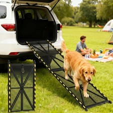 Portable Steel 71"x17" Folding Dog Ramp For Large Dogs 300 Lbs Cap Anti Slip HD