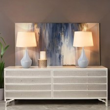 Blue Table Lamps Set of 2, 19.3" Modern Bedside Table Lamp for Bedroom Nights...