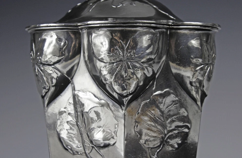 Prächtige Orivit Jugendstil Deckeldose um 1900 versilbert Art Nouveau Keksdose - Bild 3 von 4