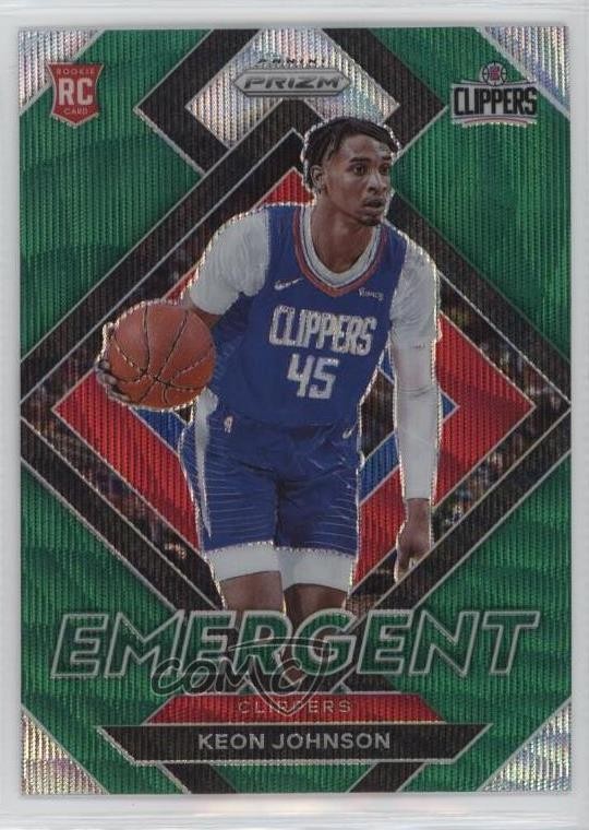 2021-22 Panini Prizm Emergent Green Wave Prizm Keon Johnson #6 12yh