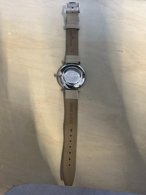 Jacques Lemans Damen Uhr   Edelstahl   Lederarmband Beige   Top Zustand