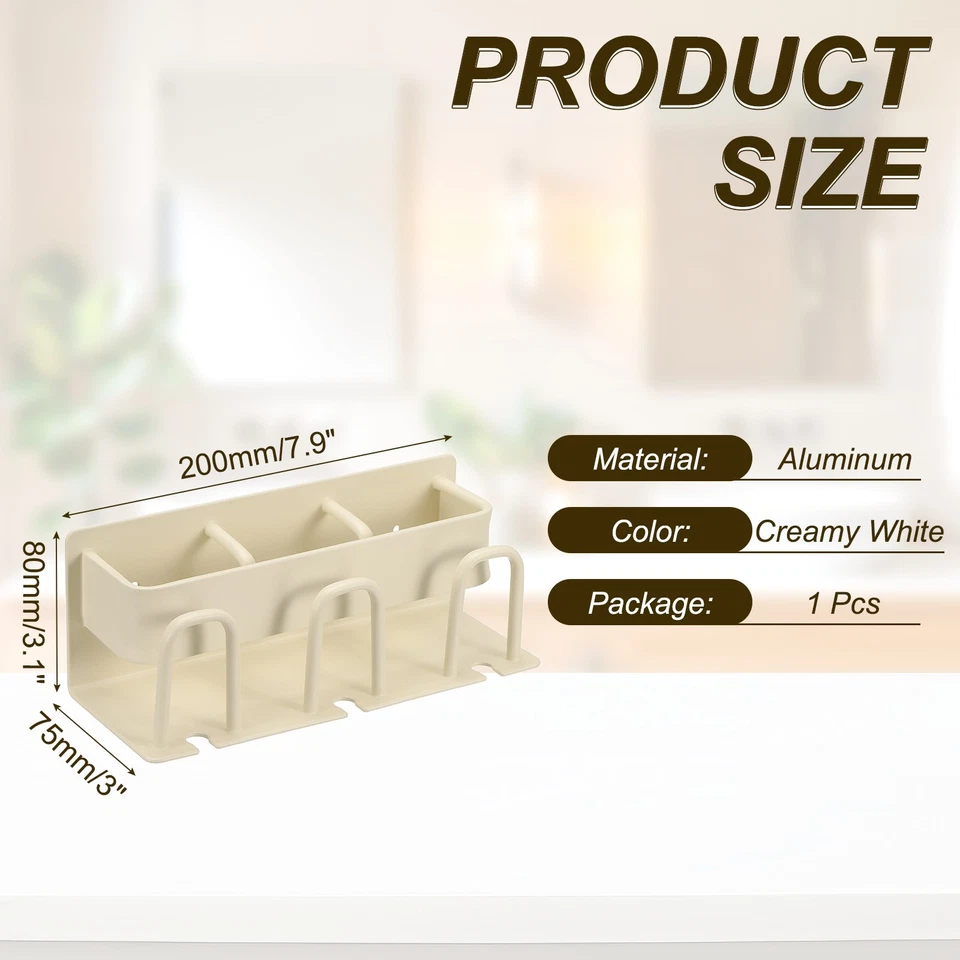 Toothbrush Holder, 3 Slots Electric Toothbrush Organizer, Creamy White - Image 2 of 4