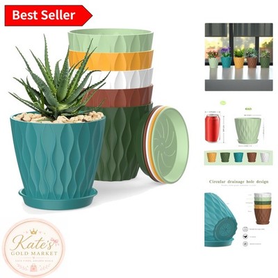 Vibrant 4 Inch Planters for Succulents - 6 Colorful Pots with Drainage Function