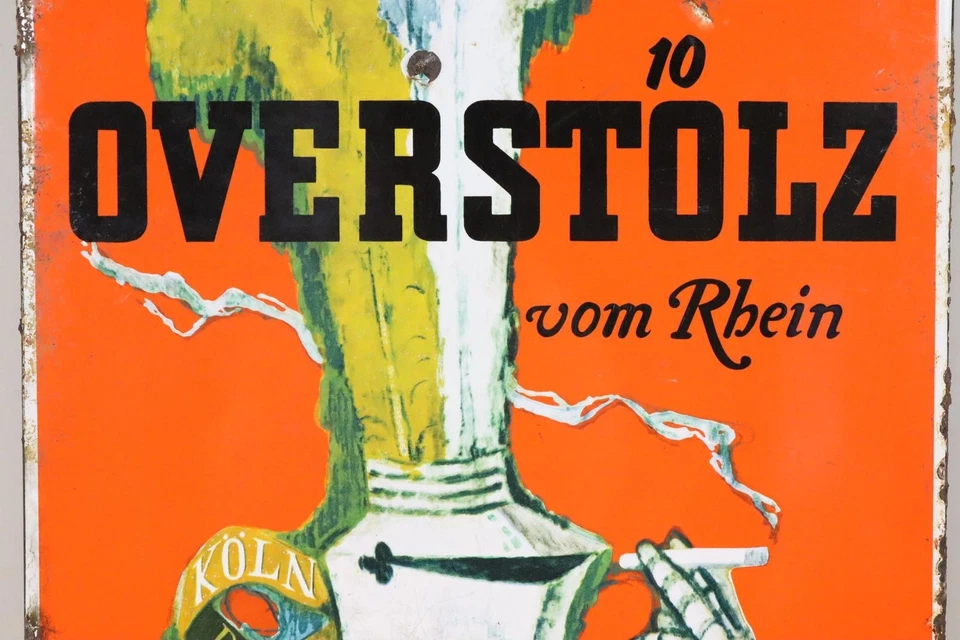 Altes Werbe Emailleschild Overstolz vom Rhein (BK6768) - Bild 3 von 4