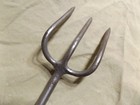 Primitive Antique Wrought Metal 3 Prong Flesh Fork Signed "HGH" Hearthware Tool — photo 7