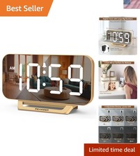 Minimalist Digital Alarm Clock - Stylish Mirror Design with 6 Brightness Levels