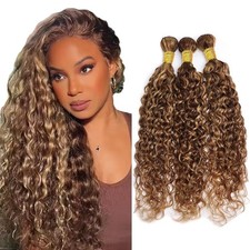 300g P427 Human Hair Bundles Honey Blonde Wet and Wavy Bundle 24 26 28 Inch C...