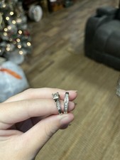 14K White Gold Diamond Engagement Ring and Wedding Band Set Size 6