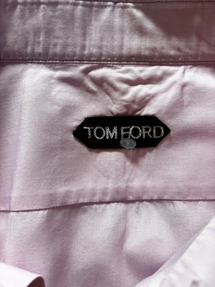 Camisa de vestir para hombre Tom Ford 16,5/42 rosa claro 100 % algodón diseñador de lujo Foto 3 de 4