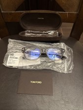 TOM FORD FT5807-B 020 Grey/Clear Blue Light Block 50mm Eyeglasses New Authentic