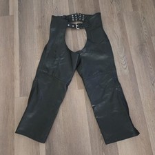Unik Ultra Black Leather Independent Legs/Chaps Fully Lined Size XL Zipper