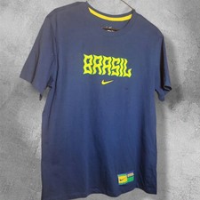 Nike CBF Brazil Soccer Fans T-Shirt Coastal Blue Men's Size L NWT