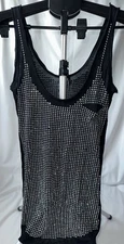 2000s Guess Black Rhinestone Studded  silver Tank Top Size XS