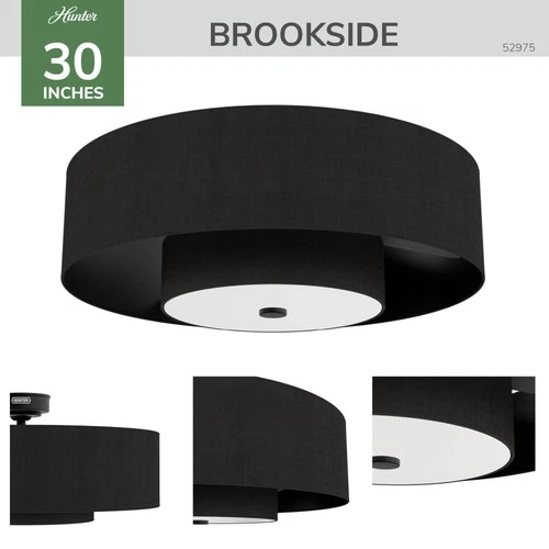 30" Hunter Brookside Matte Black LED Fandelier - Picture 7 of 10