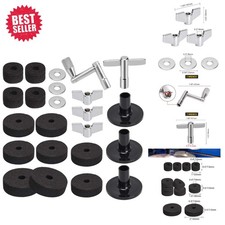 Essential 23PCS Cymbal Replacement Parts: Felts, Wing Nuts  Drum Keys - Black