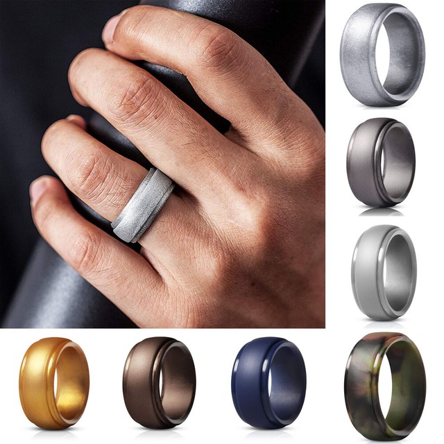 Fashion Punk Silica Gel Rings for Men Wedding Finger Band Jewelry Size