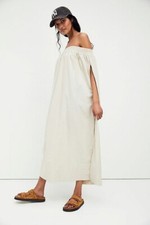 Free People Siyah Off The Shoulder Beach Midi Dress, Taupe, X-Small, RRP $98