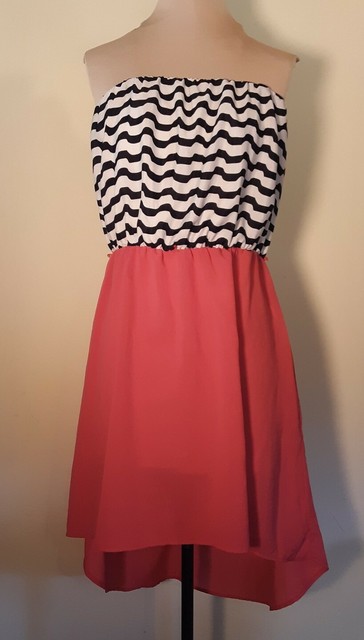 pink black and white dress