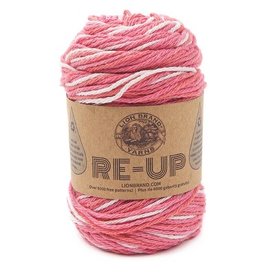 RE-UP LION BRAND 100% COTTON YARN RED RASPBERRY ASH CONFETTI SAFFRON BUBBLE GUM