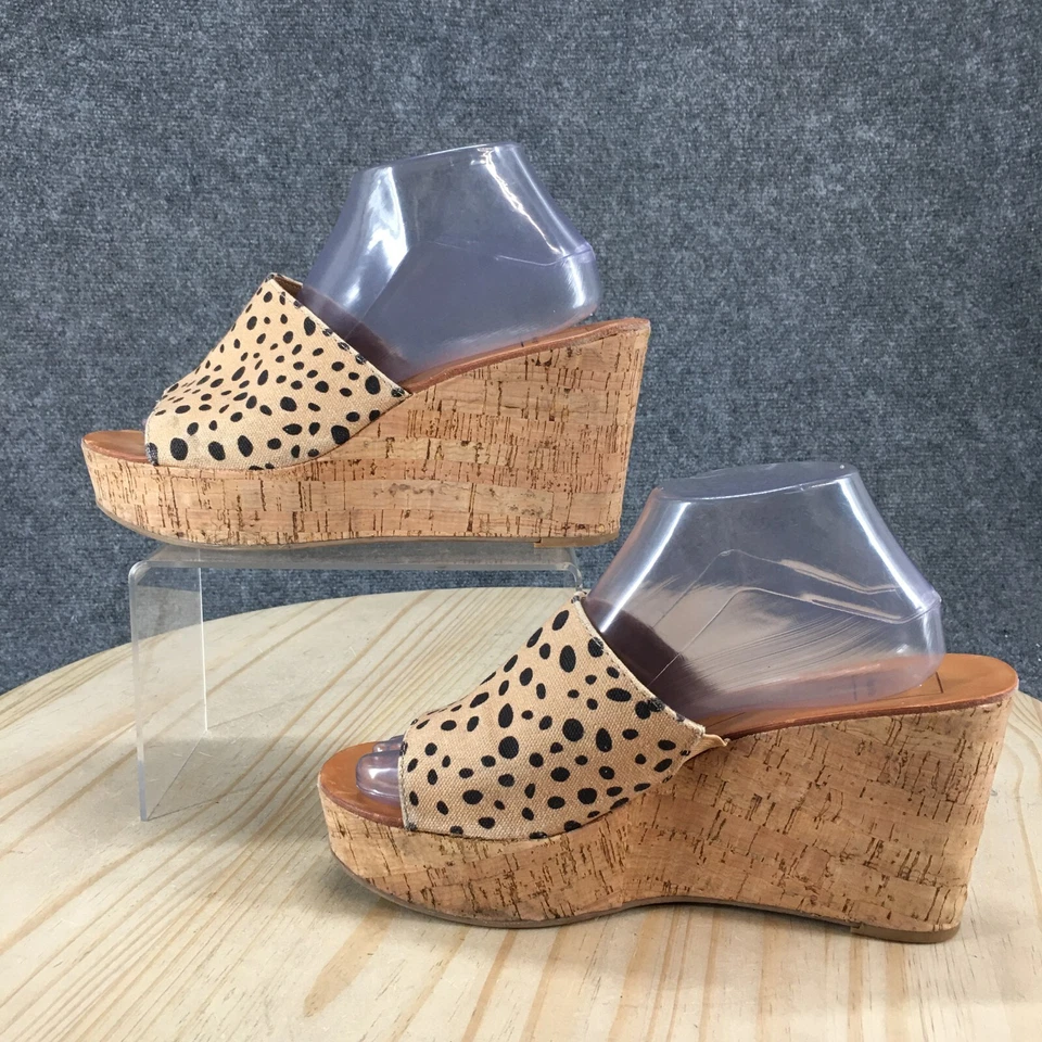 Босоножки женские Dolce Vita 9 Barta на танкетке шлепанцы бежевые леопардовый принт пробковые повседневные - Изображение 2 из 4