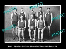 OLD POSTCARD SIZE PHOTO OF EGBERT WYOMING HIGH SCHOOL BASKETBALL TEAM 1931