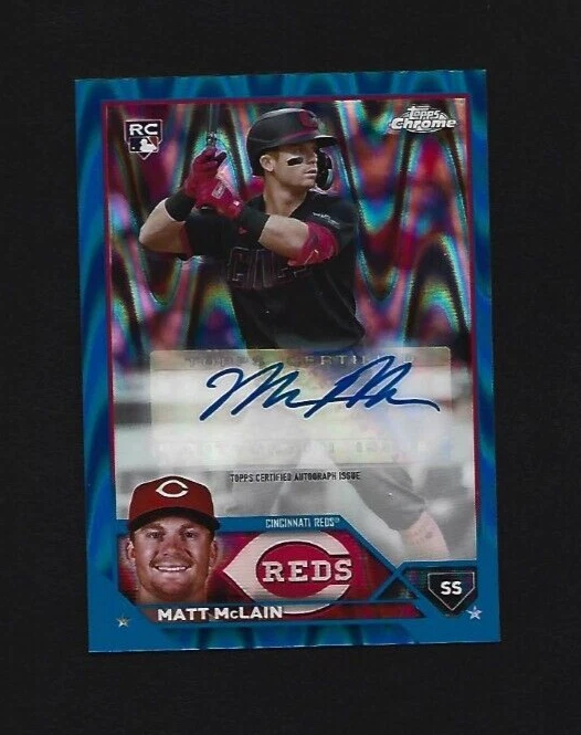 2023 Topps Chrome Update Matt McLain Blue RayWave Refractor Auto AC-MMC 66/150