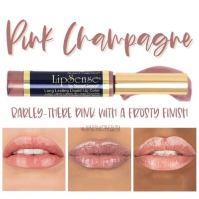 Pink Champagne LipSense Lipstick barely there pink w/a frosty finish. New Sealed