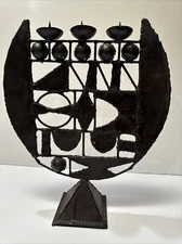 VINTAGE BRUTALIST METAL SCULPTURE CANDLESTICK CANDLE HOLDER FELGUEREZ MODERNIST