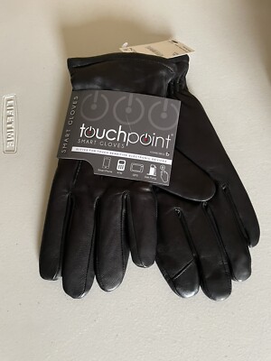 FOWNES BROS WOMEN TOUCHPOINT LINED SMART LEATHER GLOVES IN BLACK