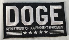 DOGE Dept. of Government Efficiency Embroidered Patch approx. 2x4"