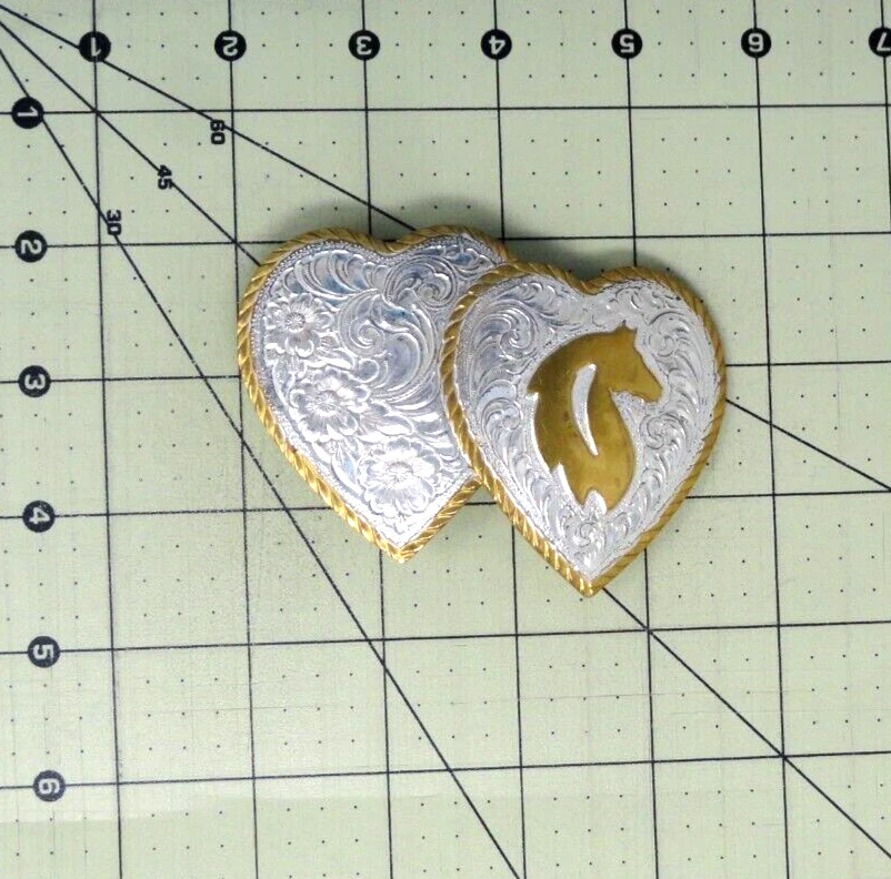 Horse Hearts Belt Buckle Cowgirl Western Scroll HSPOJB Vtg 80s Crumrine .TAZ497 - Image 3 of 4