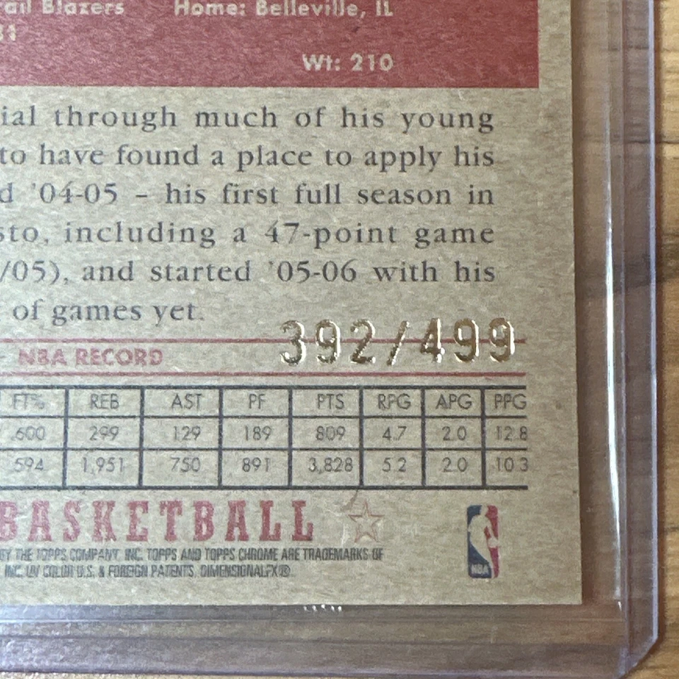 Darius Miles 2005-06 Topps 1952 Style Chrome #d /499 Portland Trailblazers - Image 3 of 3