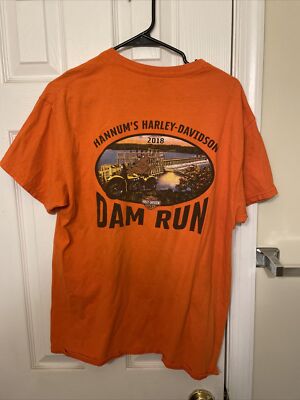 Gildan Harley Davidson Graphic T-Shirt L Hannum's Dam Run 2018