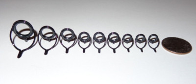 New Set of 9 Fuji BLNAG Black Concept Alconite Casting Fishing Rod Guides (16-7)